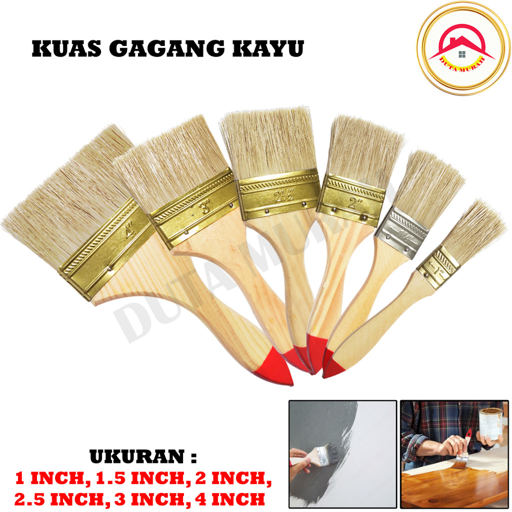 Kuas Cat 1inch 1.5inch 2inch 2.5inch 3inch 4inch Kuas Tembok Kuas Kayu Kuas Cat Minyak Serbaguna