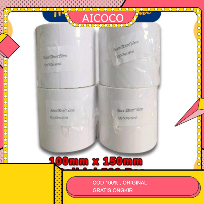 

100x150mm THERMAL LABEL 500Pcs STIKER RESI A6 KERTAS PRINT