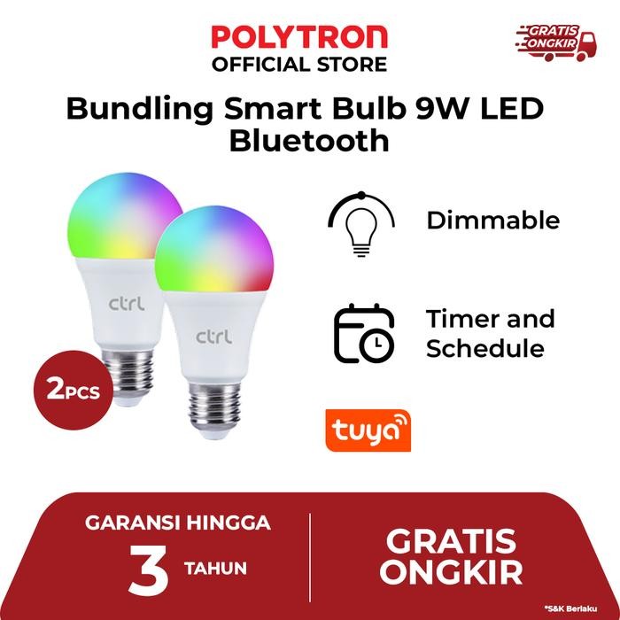 CTRL Smart LED Bulb 9W Bluetooth RGBWW Smart Home IoT Garansi 3 tahun SL B9B - 2X SL B9B