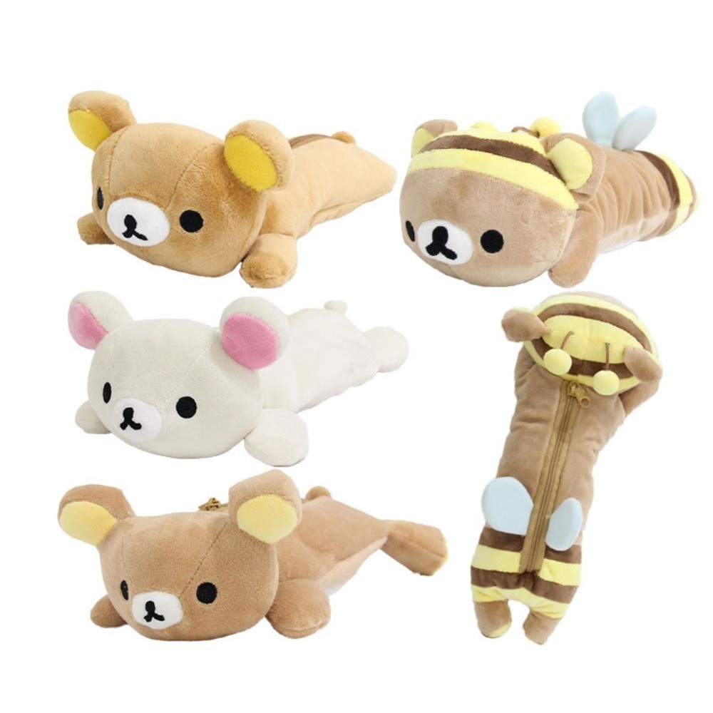 

High Quality Cartoon Pencil Case Rilakkuma Bear Large Capacity Pen Pouch Plush Cosmetic Bag Schools Offices Use