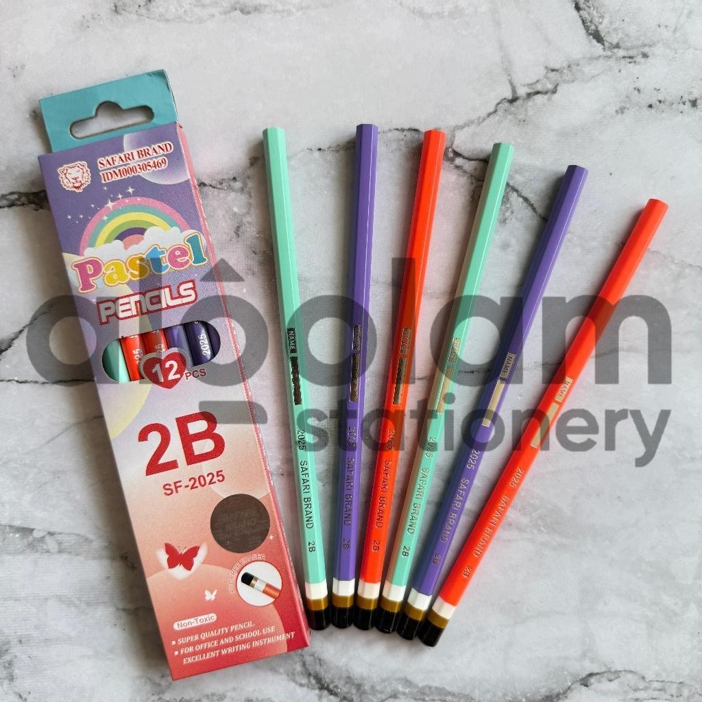 

SELUSIN ( 12 PCS ) Pensil 2B Pastel Safari lengkap