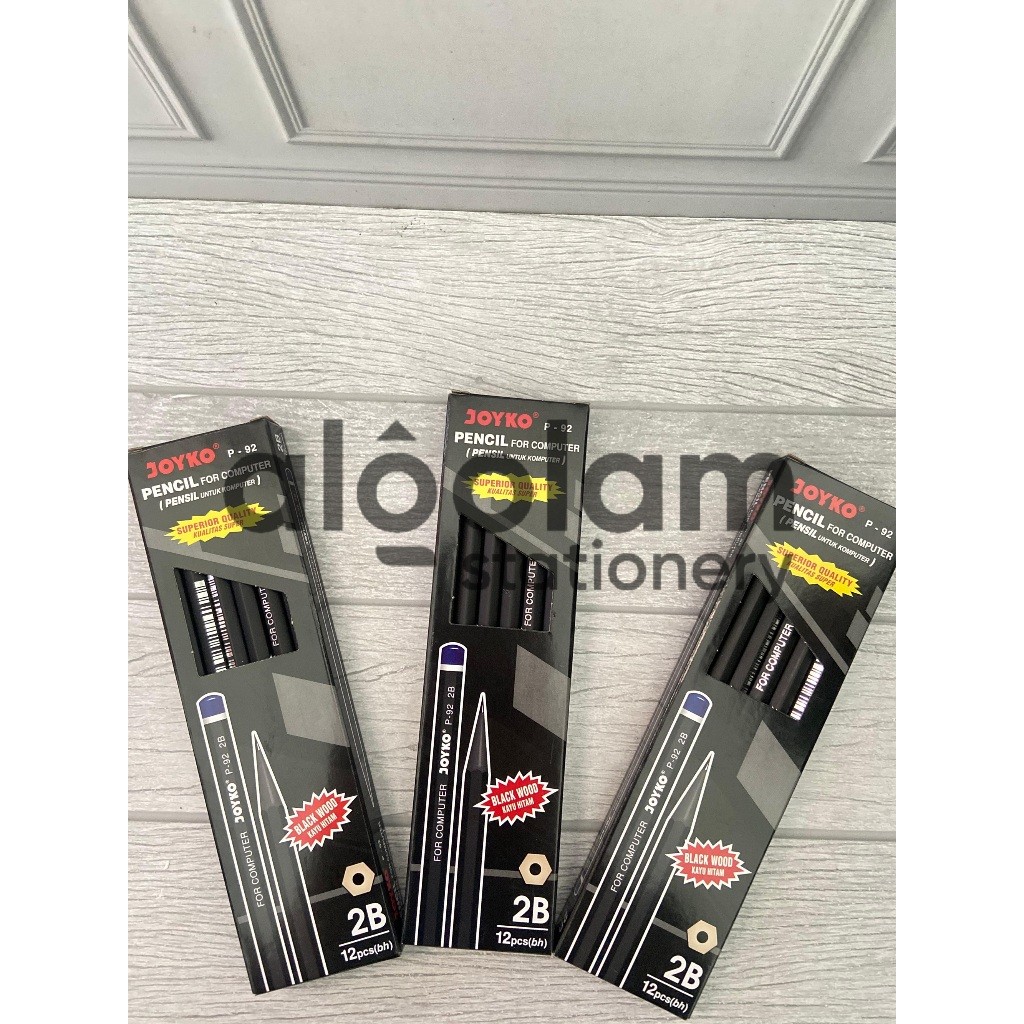 

SELUSIN ( 12 PCS ) Pensil Raut 2B Joyko Kayu Hitam P-92 Pensil 2B Joyko P92