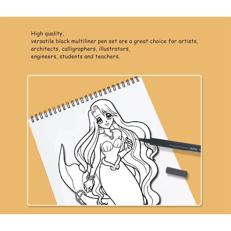 

10Pcs/set Pigment Liner Micron Ink Marker Pen 0.05 0.1 0.2 0.3 0.4 0.5 Brush Tip Black Fineliner Sketching Manga Drawing Pen