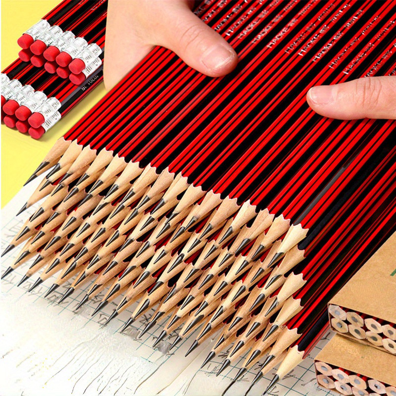 

30/50/100Pcs HB Wooden Pencils With Erasers Barrels For Writing Drawing And Sketching Ideal For Students And Office Supplies