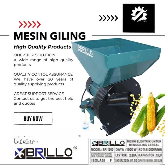 BRILLO MESIN PENGGILING JAGUNG BR-1500/ MESIN PENGGILING JAGUNG GABAH SERBAGUNA/ MESIN GILING JAGUNG