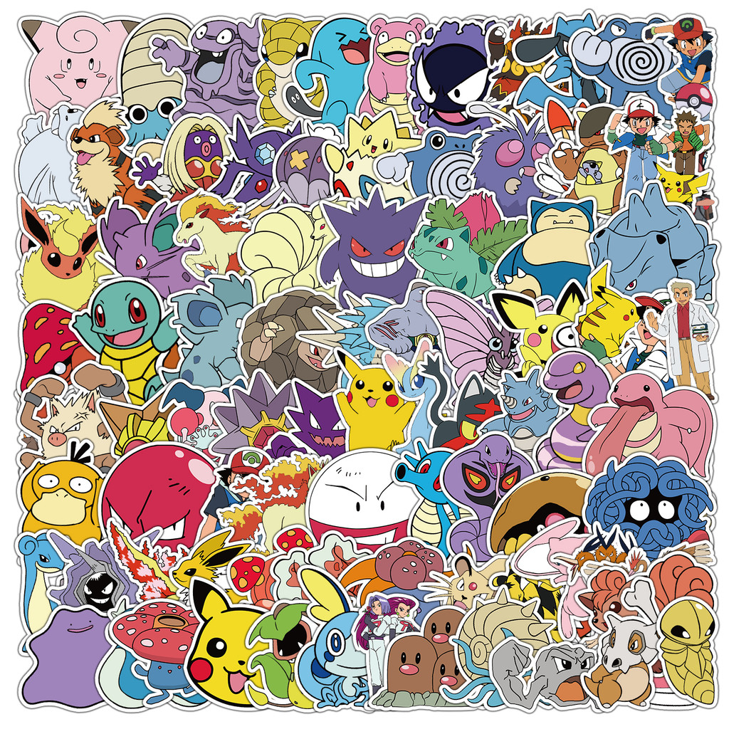 

50/100pcs Pocket Monsters Graffiti Stickers Decor Helmets Skateboard Pokemon DIY Waterproof ildren Stationery Reward Sticker