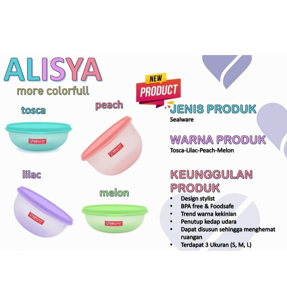 Kotak Bekal Makan Sealware Lunch Box Toples Makanan Bulat ALISYA  GBU ukuran S (950 ml) M (1200 ml) 