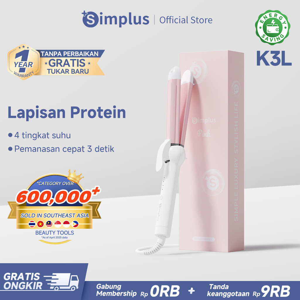 Simplus Catokan Rambut 30mm Pelurus Pengeriting Rambut 2 Fungsi Lurus Bergelombang Tidak Merusak