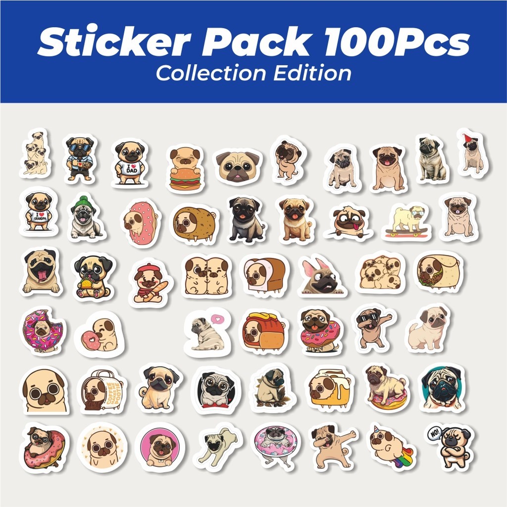 

Hot Stiker Hewan Pug Dog [Anjing Pug] Lucu Anti Air Stikers Berperekat Waterproof Sticker Decal Buat Motor Helm Buku Journal Koper Casing HP Laptop Botol Minum