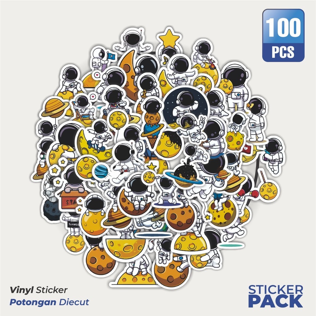 

MURAH 100 PCS Stiker Astronot V3 Waterproof Aesthetic- Untuk Laptop, Motor, dan Helm - Paper Stationery Pack