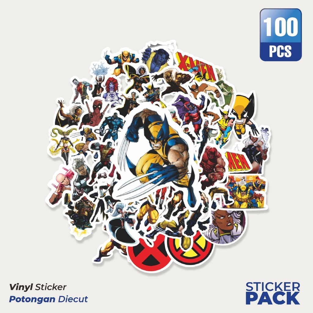 

Super Hemat! 100 PCS Sticker Kartun X-Men Sticker Waterproof Aesthetic- Untuk Laptop, Motor, dan Helm - Paper Stationery Pack