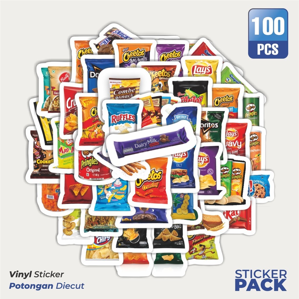 

Stiker Vinyl Sticker American Snack Retro Sticker Waterproof Aesthetic- Untuk Laptop, Motor, dan Helm - Paper Stationery Pack
