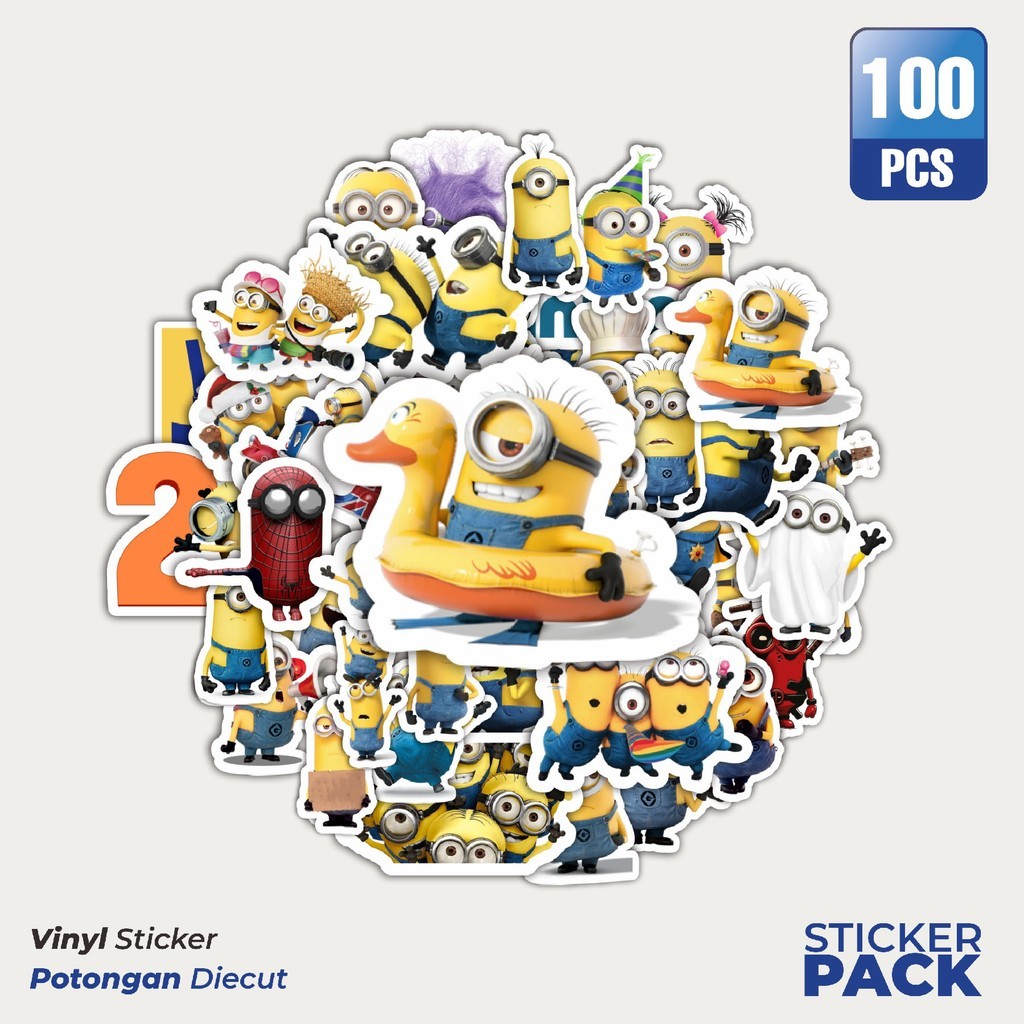 

MURAH 100 PCS Stiker Kartun Minions Waterproof Aesthetic- Untuk Laptop, Motor, dan Helm - Paper Stationery Pack
