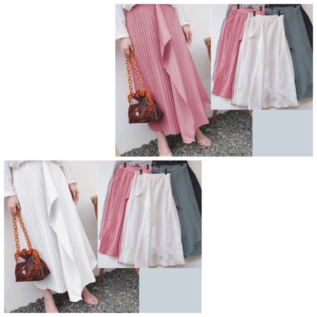 D2 ROK SENORITA PLISKET ROK PLISKET LAYER MAXI SKIRT PLISKET 2 WARNA