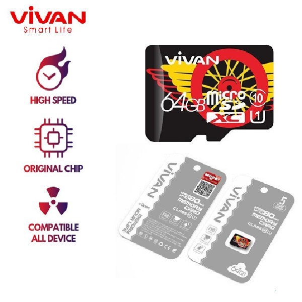 Memory Card Micro SD Card VIVAN 64GB Class 10 MC Memori SDHC MMC 64 GB - BRO