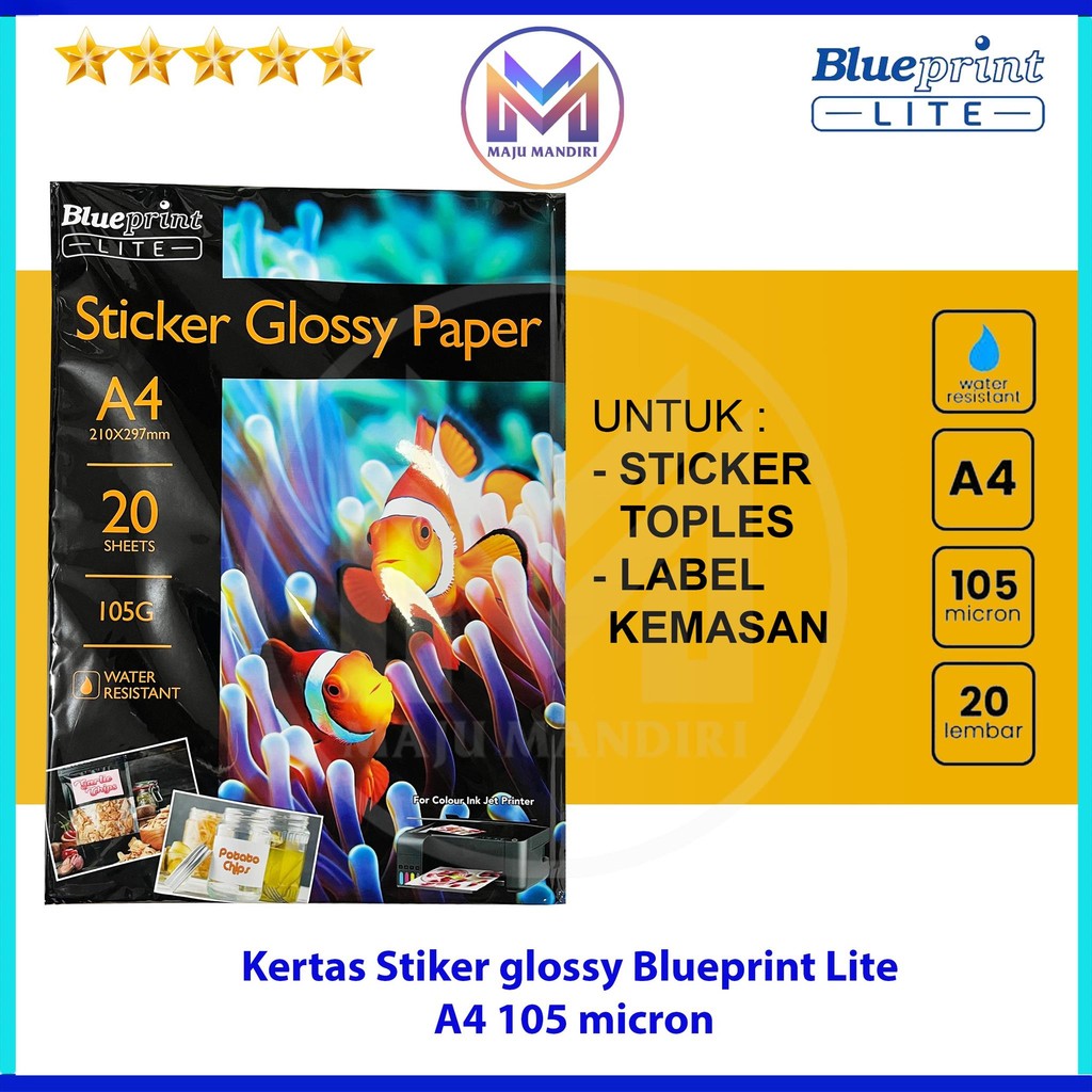 

Kertas Foto Stiker Blueprint Lite A4 105 gsm Glossy
