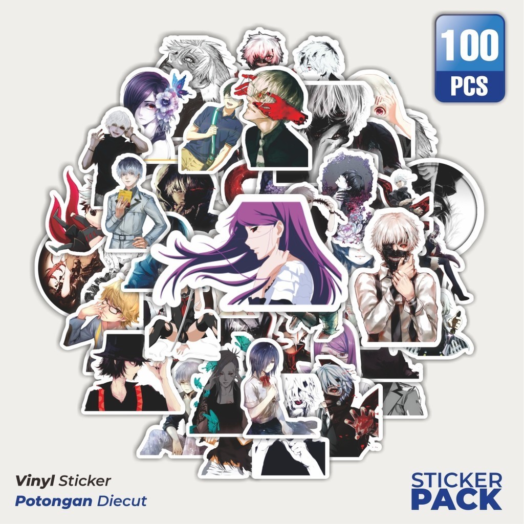 

Stiker Vinyl Stiker Anime Tokyo Ghoul Waterproof Aesthetic- Untuk Laptop, Motor, dan Helm - Paper Stationery Pack