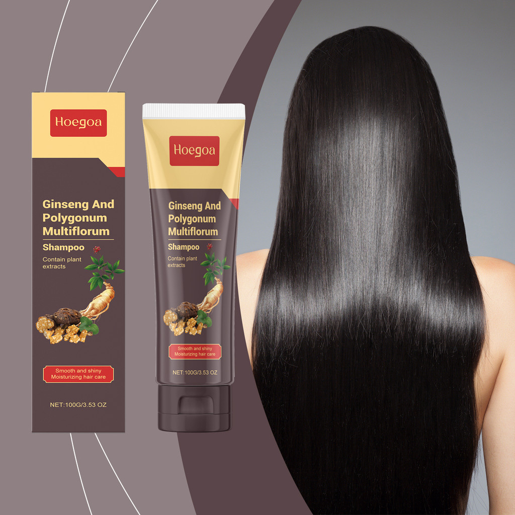 

Glossy Polygonum Multiflorum Meningkatkan Kualitas Rambut Esensi Sampo Ginseng Herbal Pelembab Rambut Hitam Hoegoa