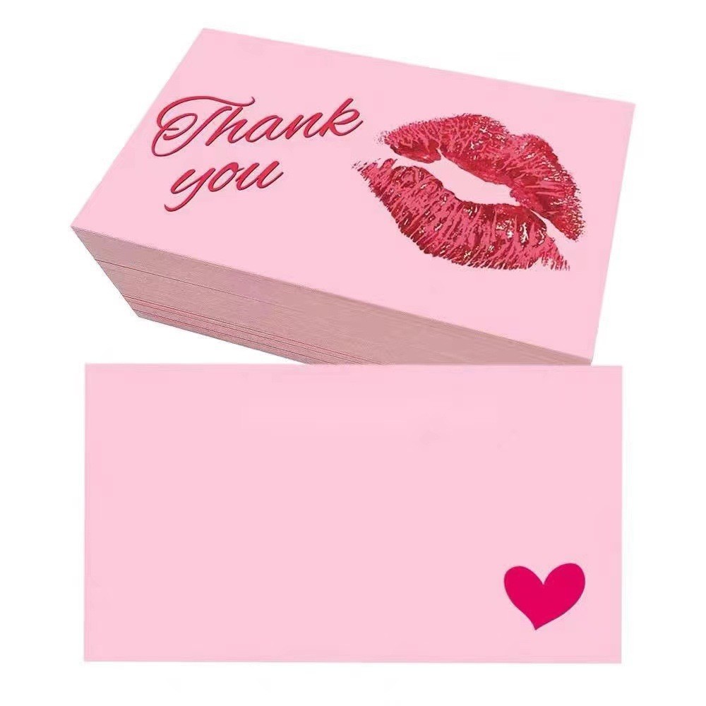 

50Pcs PINK Thank You Card Thank You for Your Order Card Praise Labels for Small Businesses Decor for Small Shop Gift Postcard