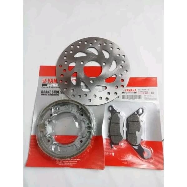 sepaket piringan cakram depan,kampas rem depan,kampas rem belakang,Mio j,soul GT,x ride,Xeon,fino(54