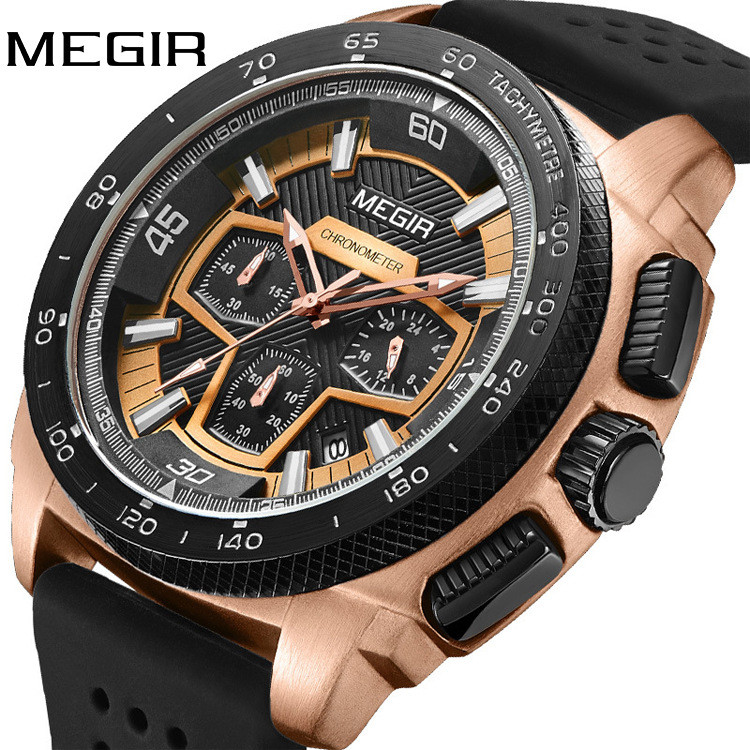 

Jam Tangan Pria Quartz Olahraga Kalender Kronograf Multifungsi Meige Grosir Lintas Batas Tali Silikon