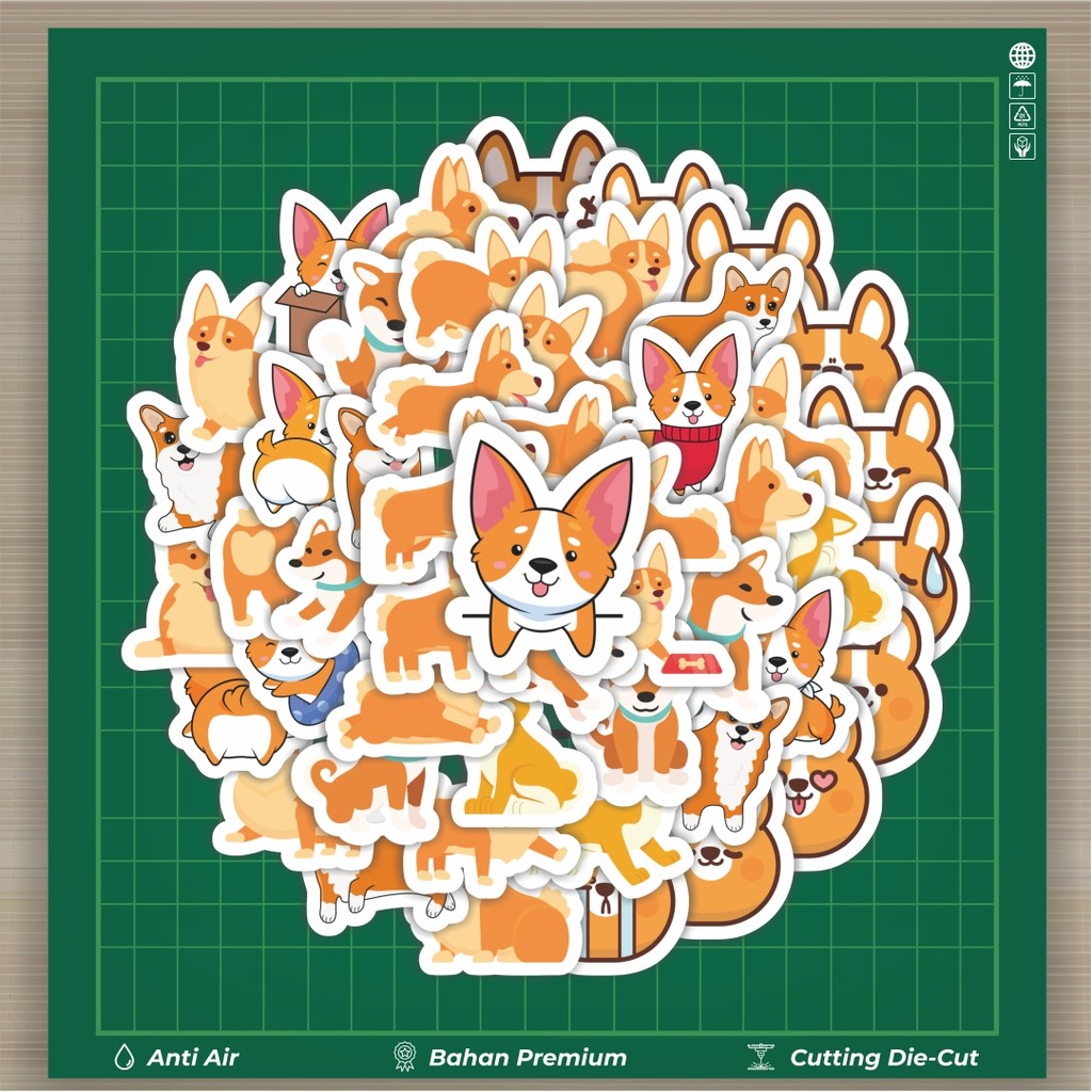

HOT 50 PCS STIKER Stiker Kartun Corgi Dekorasi Lucu Kreatif untuk Notebook, Skateboard, HP