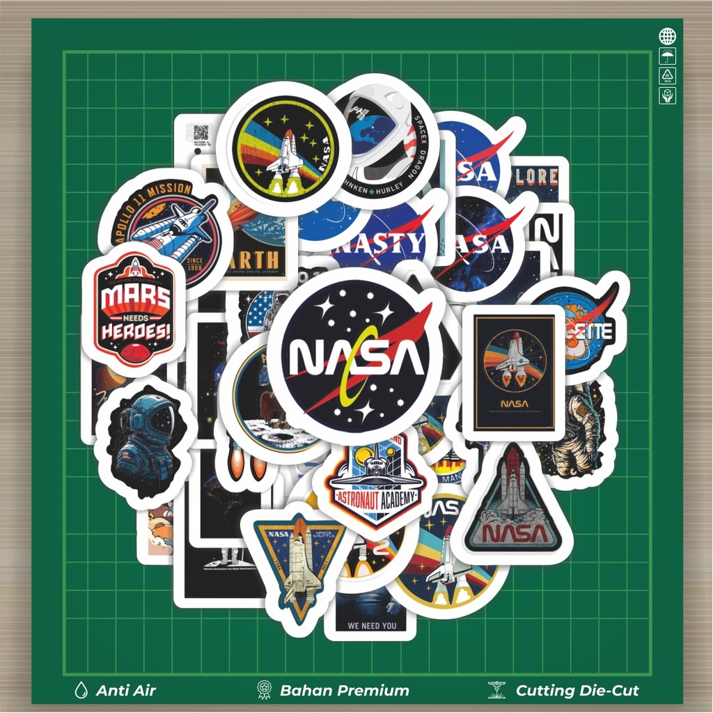 

HOT 50 PCS STIKER Stiker Logo Nasa Stiker Fashion Cars Decal Dingin Kartu Album Custom Vinyl Anti Air- Sticker Aesthetic Buku Journal Koper Casing HP Tablet Laptop Helm Motor Botol Minum