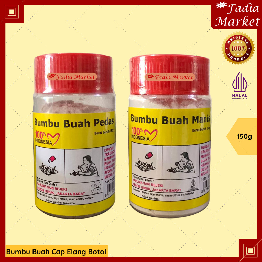 

Bumbu Garam Buah Bubuk Kiamboy Kiamoy Manis Pedas Botol Cap Elang 150g