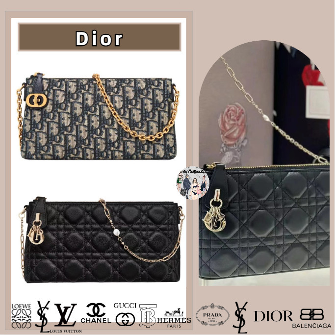 2024 gaya baru / Dior / MISS DIOR / Mini / Tali bahu yang dapat dilepas dan disesuaikan / Tas rantai