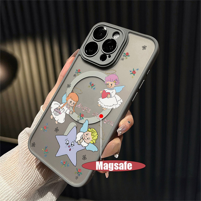 Casing hp iphone 15 promax Boneka bidadari cantik berwajah manis Nirkabel magsafe Case Matte Keras u