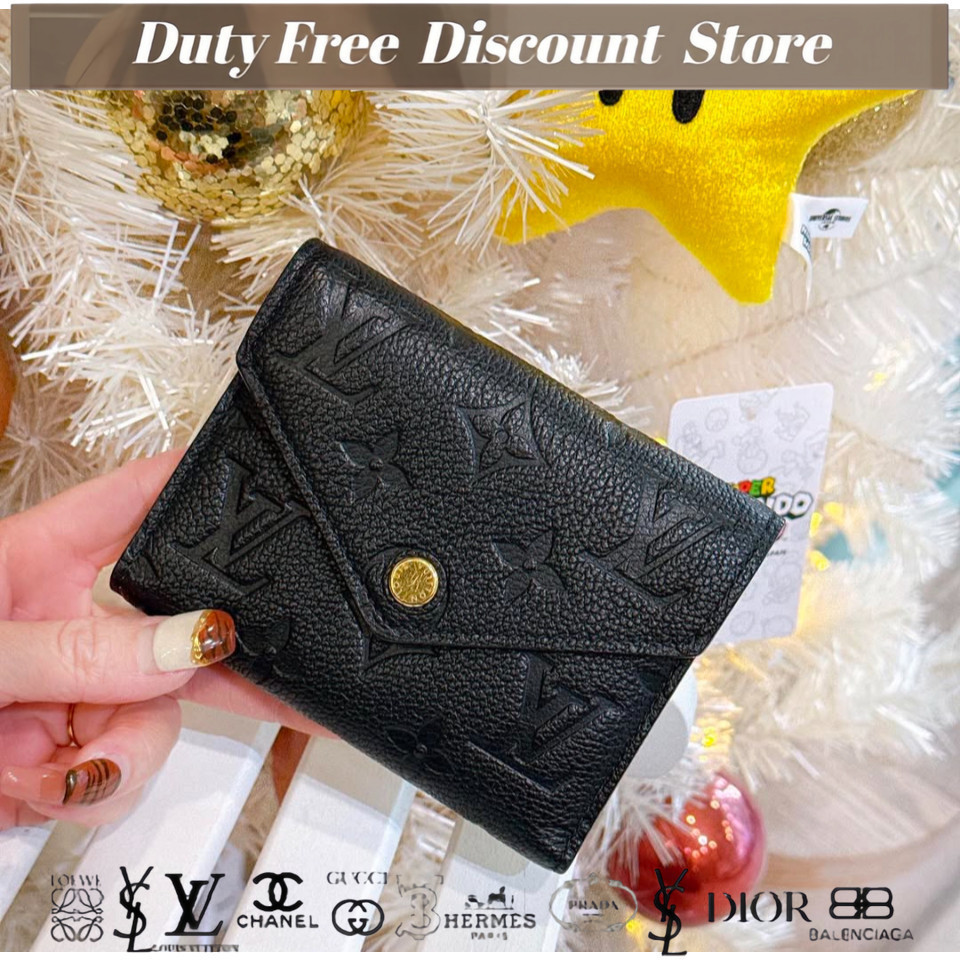 Dompet Kulit Sapi Hitam Louis Vuitton / Dompet Lipat Tiga Kali Pendek / Dompet Koin m64060 Garansi D