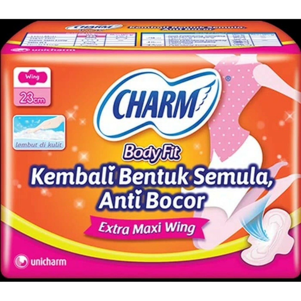 GHM -  PEMBALUT / SOFTEX CHARM EXTRA MAXI WING BODY FIT 23CM 10 PADS ORANGE a BISA COD xz
