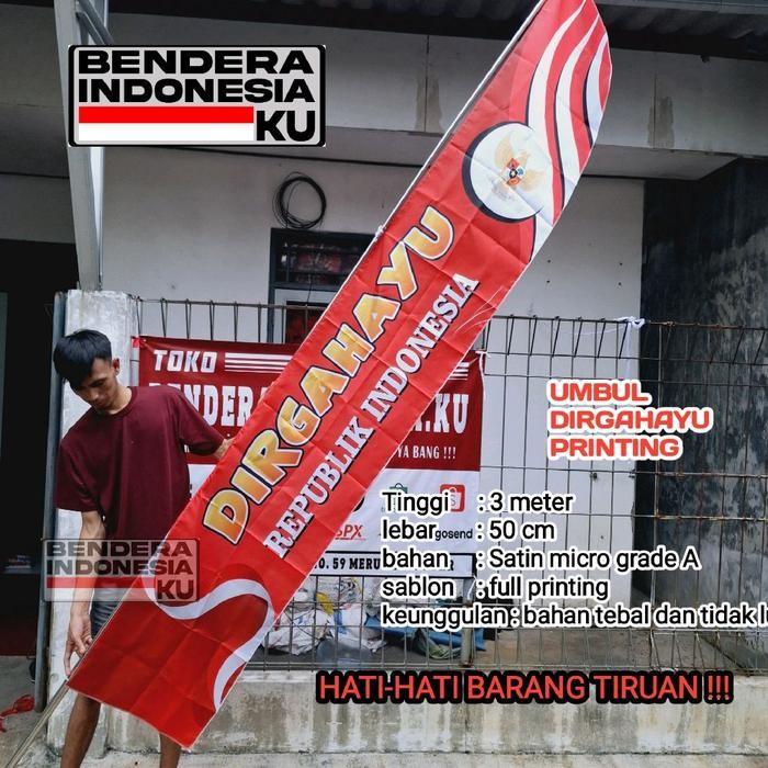 

Promo umbul umbul Dirgahayu full printing 3 meter - dirgahayu abu 3M, 3 meter Terlaris