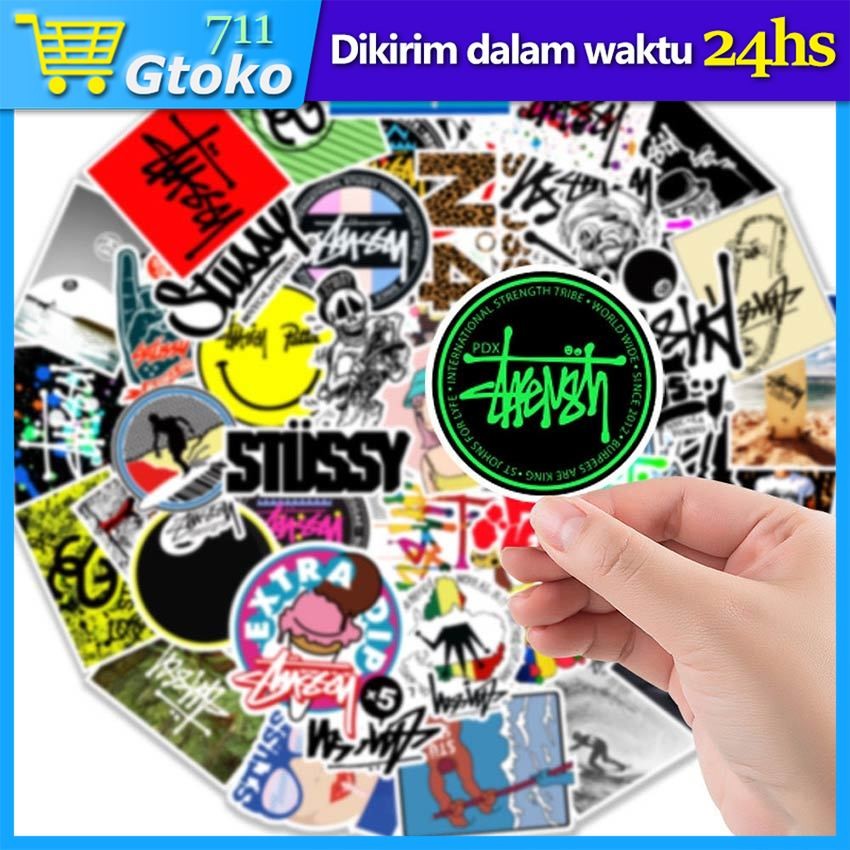 

Sticker Pack Motif Stussy Cutting Stiker Dekorasi Hiasan Laptop Koper Helm Skateboard