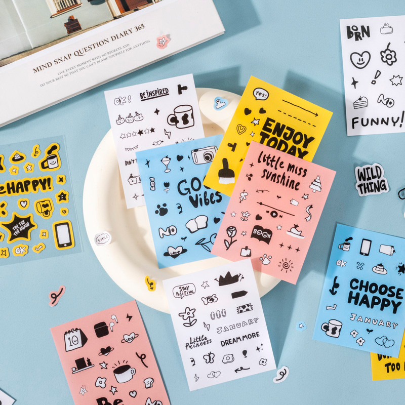 

Yoofun 10pcs/lot Doodle Sticker Whisper Sweet Words Kawaii Sticker Book Creative DIY Journal Material Collage Scrapbooking