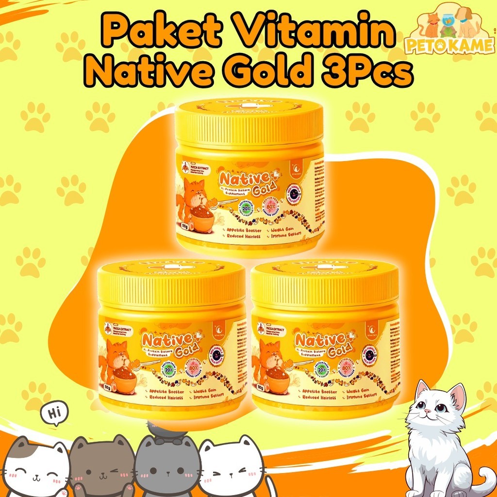 

Paket Hemat 3 Pcs Olive Care Vitamin Kucing NATIVE+ GOLD Protein Tinggi 110gr semua Kucing