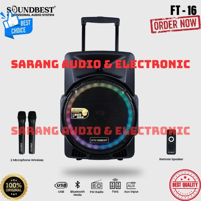 Speaker Portable SOUNDBEST FT 16 Original 15 Inch FT16 FT-16 Bluetooth