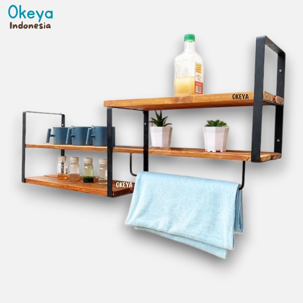Rak Dinding Tempel Gantung Triple 20Cm Rak Dinding Tora Tempel Gantung Ambalan Susun Tingkat 3 Dapur