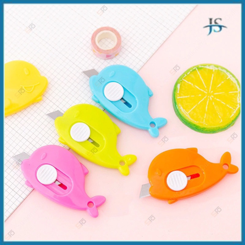 

JS GROSIR Pisau Cutter Mini Model Dolphin Lucu - Pisau Mini Pembuka Unboxing