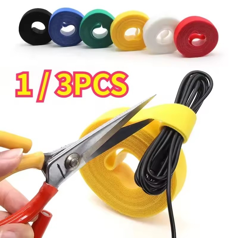 

1/3PCS Multicolour Cable Organizer Ties Free Cut Cable Ties Adjustable Nylon Mouse earphone Cord Circular Fastening Wires