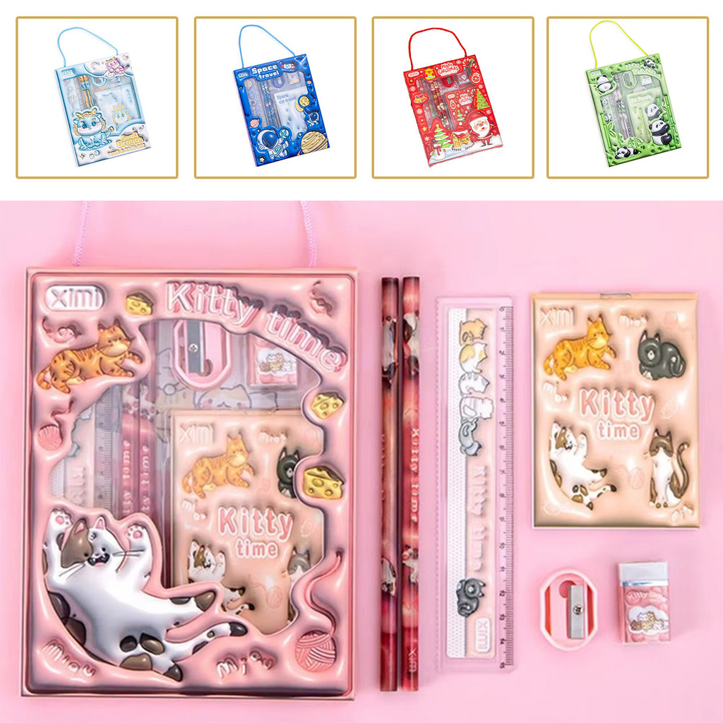 

Set alat tulis tiga dimensi untuk anak-anak, hadiah musim sekolah untuk siswa sekolah dasar, set kotak hadiah kartun