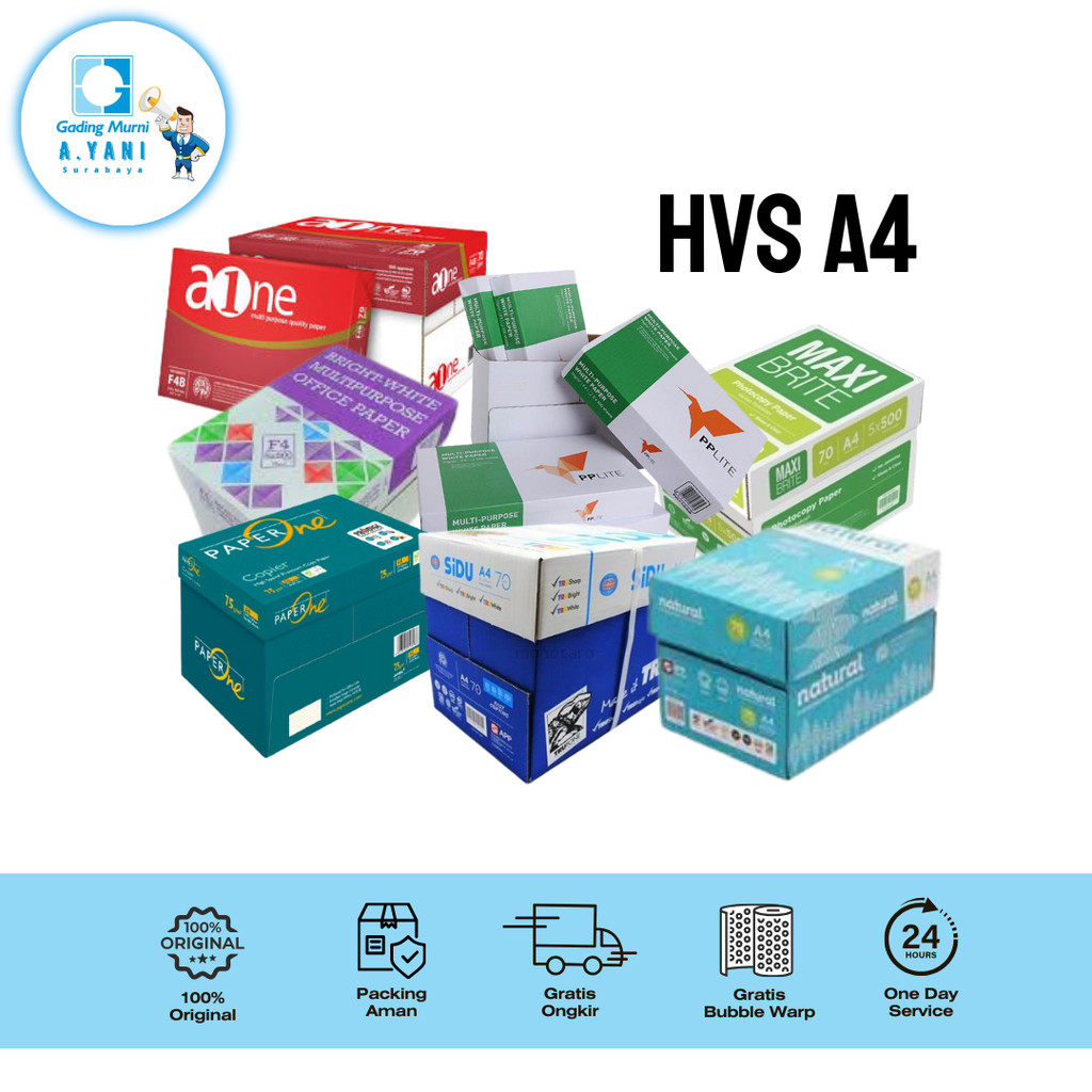 

HVS A4 PER BOX ALL 70 75 80 100 GSM