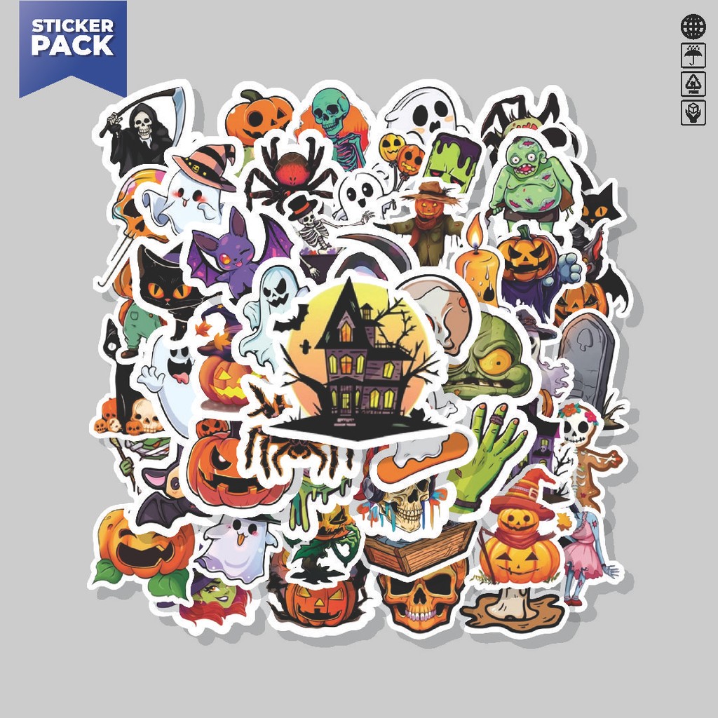 

[100PCS]Stiker Pack Stiker Cartoon Cute Halloween Series [Seri Halloween Lucu Kartun] Aesthetic Vinyl Anti Air Dekorasi Sticker Laptop Buku Journal Koper Helm Casing HP Gitar Helm Skateboard