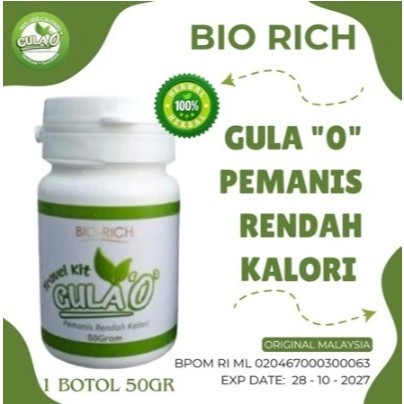 

GULA 0 NOL KALORI 1 BOTOL 50GR ORIGINAL BIO RICH MALAYSIA ORIGINAL