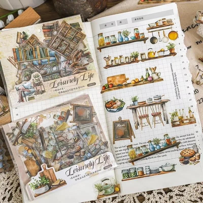 

30Pcs Decorative Landscaping Daily Easy Living Background PET Stickers White Life Decorative Handbook Scrapbook cut 103*90mm