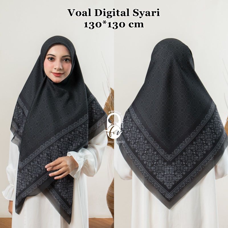Hijab Voal Jumbo Denay Series / Kerudung Segi Empat Motif / Hijab Segi Empat Voal Motif Syari