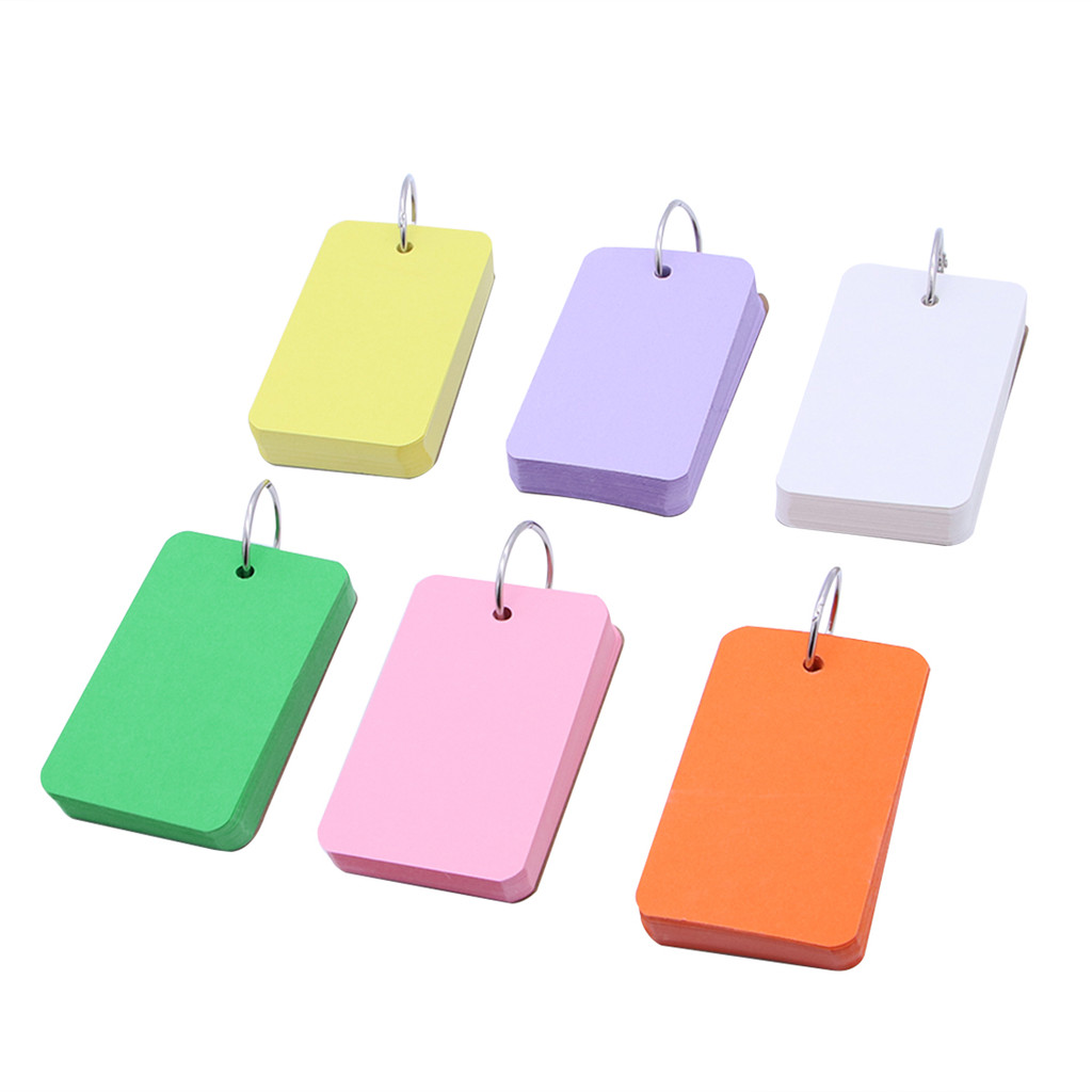 

6Pcs Refillable Binder Ring Flash Cards Portable Study Aids Blank Colorful Notebooks DIY Word Cards Small Size Memo Pads School