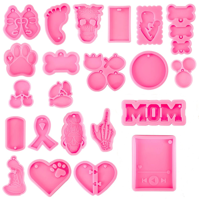 

Heart Shape Keychain Casting Silicone Molds Dog Paw Print Resin Molds for Key Chain Pendant Making Epoxy Resin Craft Jewelry DIY