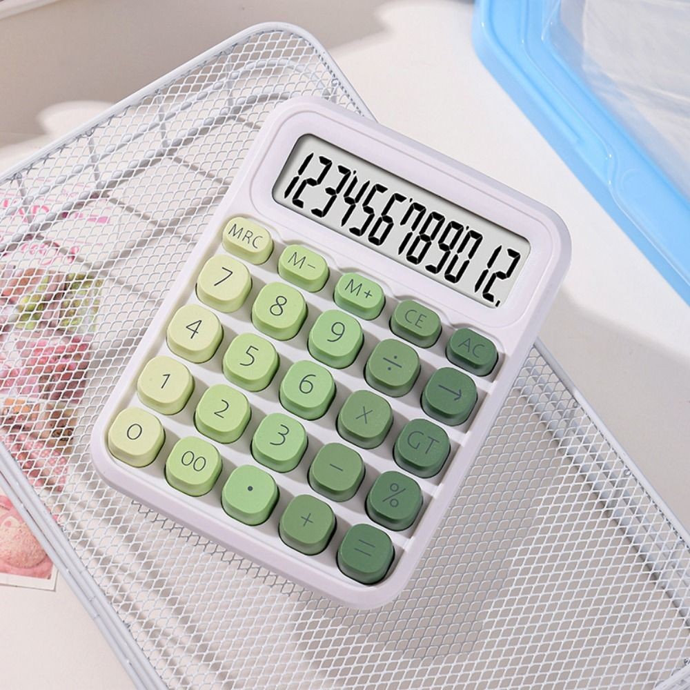 

Cute 12 Digits Calculator Candy Color Large LCD Display Desktop Mechanical Calculator Practical Anti-slip Pad Student Calculator