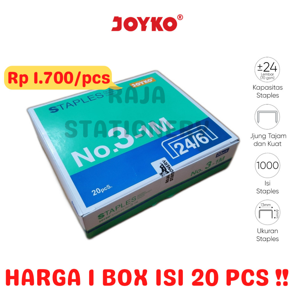 

JOYKO STAPLES NO.3 ISI STEPLER BESAR HEKTER JOYKO NO.3-1M [20PCS]